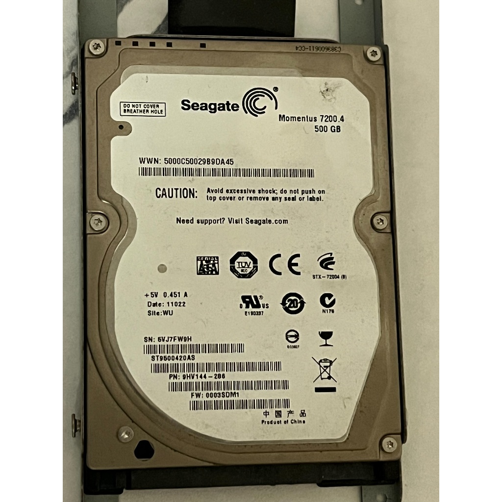 二手良品 Seagate /硬碟 ST9500420AS 500GB 2.5" 硬碟