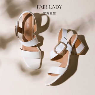 FAIR LADY 芯太軟 簡約質感寬帶塊跟涼鞋 雪花色 (202513) 涼拖鞋 跟鞋