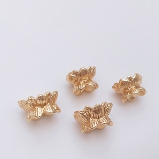 宏雲Hongyun-Ala-0801--14K包真金保色雙層蓮花珠托隔珠花托珠帽手工串珠配件diy飾品材料