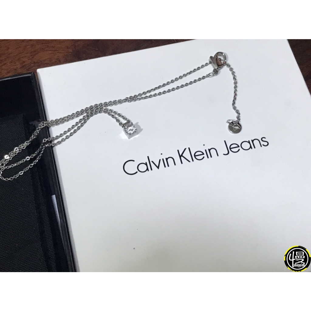 【慢半拍】Calvin Klein Jeans 凱文克萊 CK 單鑽項鍊 項鍊 銀鍊 現貨