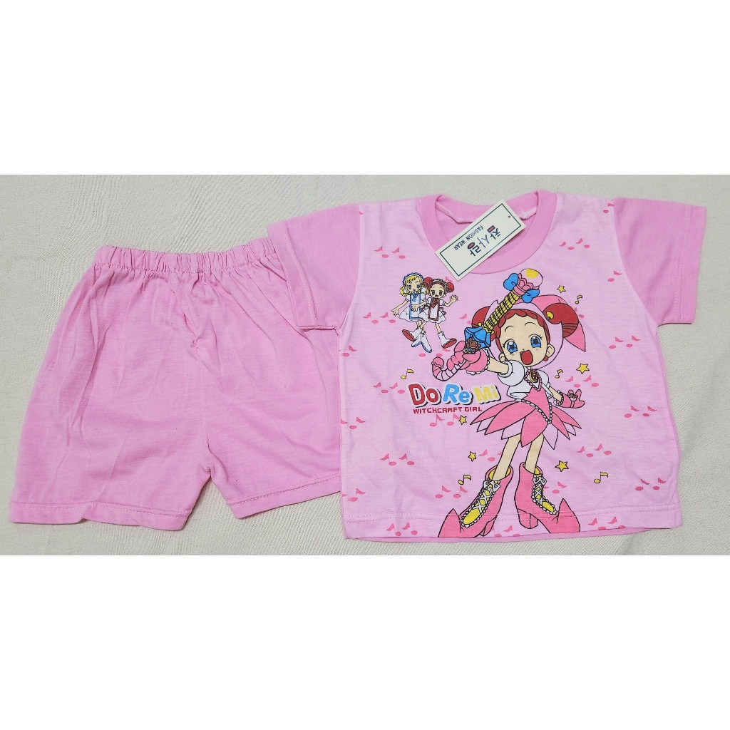 韓國製造-春夏童裝 女童 小魔女DoReMi 粉色短袖套裝【尺寸6】
