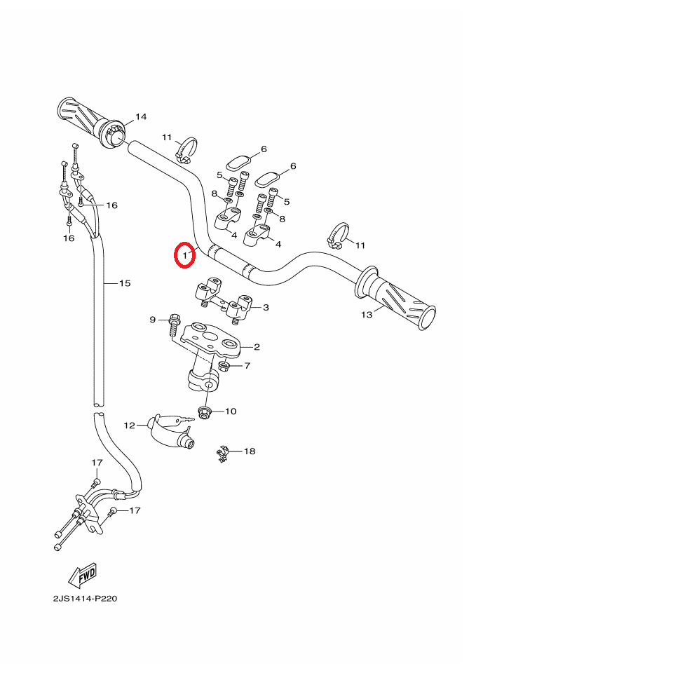 YAMAHA 原廠 BWS R BWSR 125 車手 把手整體 料號：2JS-F6111-10