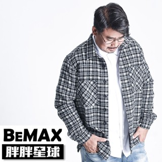 【胖胖星球】中大尺碼‧簡約工裝毛呢格紋外套 2XL~7XL‧加大【C2509】
