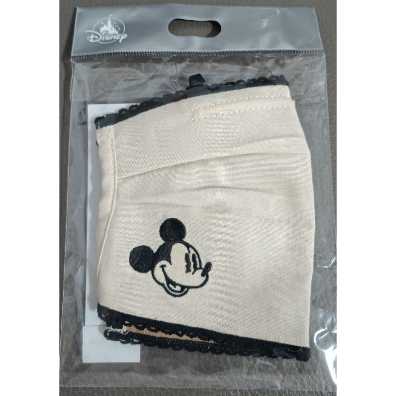 * 日本 Disney 迪士尼 米奇 刺繡 花邊 造型 純棉 布口罩