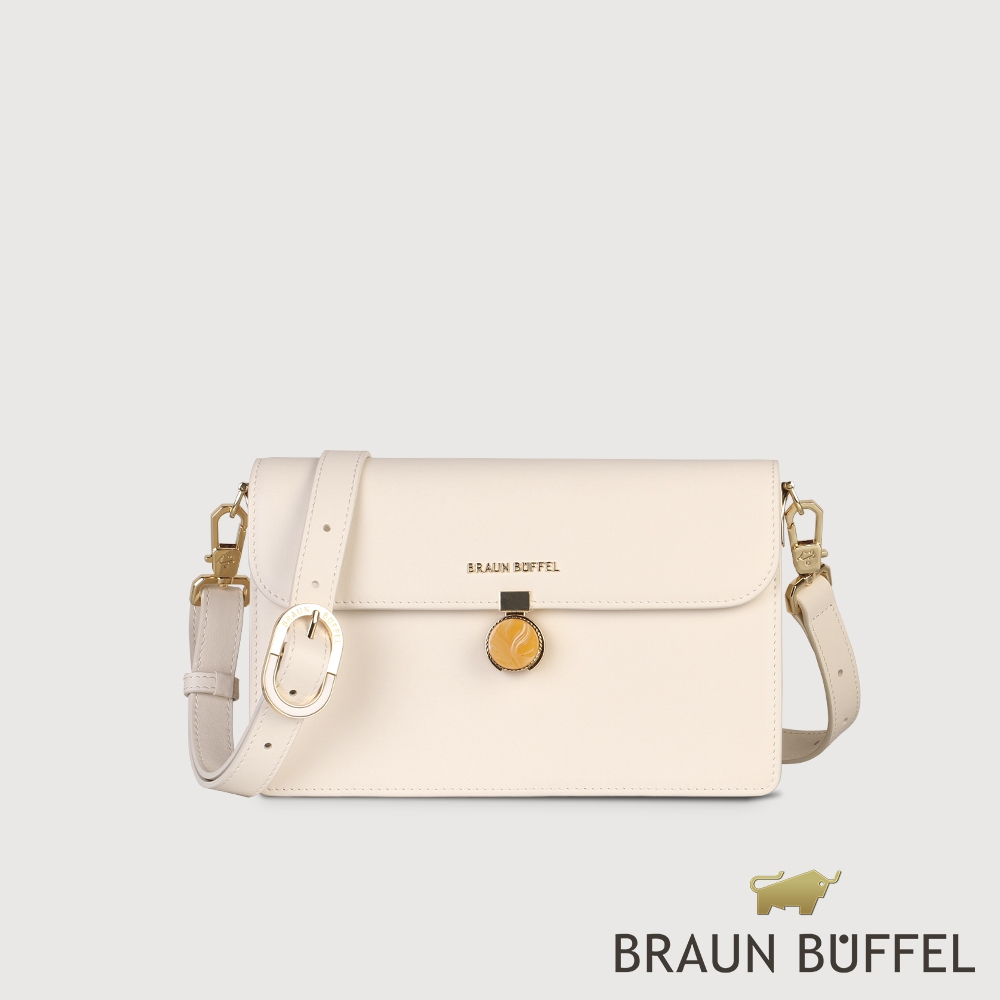 【BRAUN BUFFEL 德國小金牛】台灣總代理 娜娜 斜背包-粉筆白/BF810-26-CK