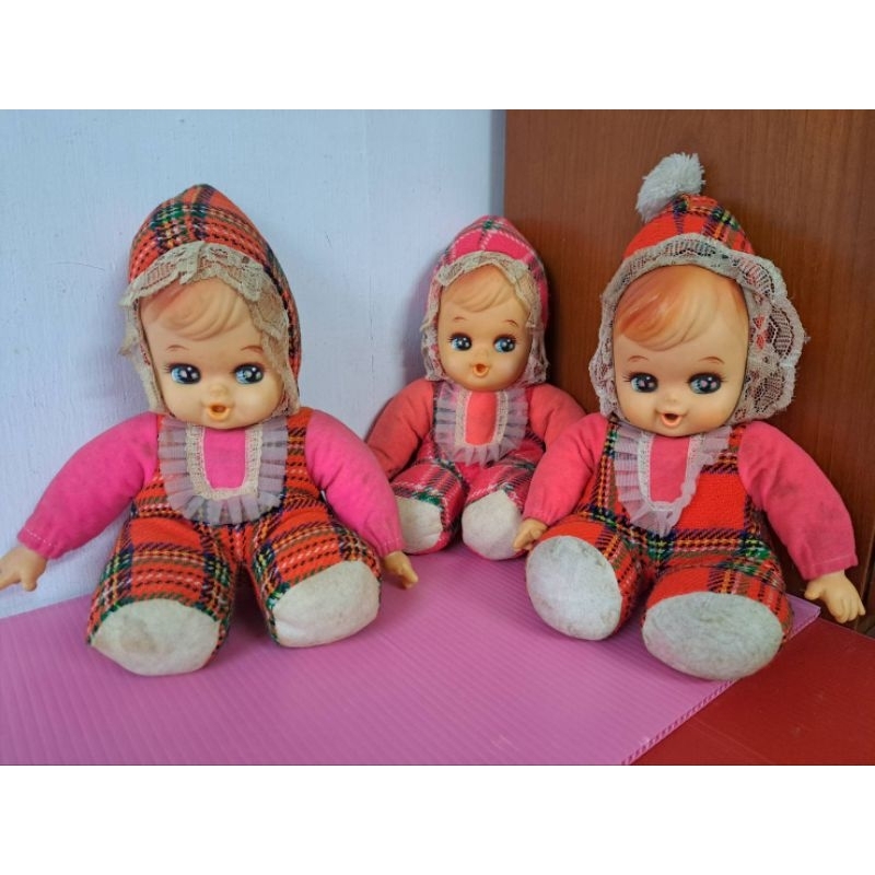60年代早期懷舊老娃娃 絕版復古布娃娃 三胞胎嬰兒娃娃 3個一起合售
