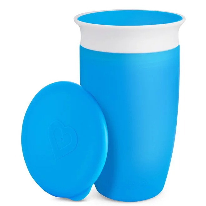 【滿百才出貨】滿趣健 munchkin 360度 防漏杯 附蓋 296ml 藍 學習杯【全新】防漏零食碗 零食盒 點心碗