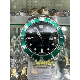【金台鐘錶】CASIO 卡西歐 (綠水鬼) MDV-107D-3A 劍魚二代 槍魚 水鬼 防水200米 不鏽鋼錶帶