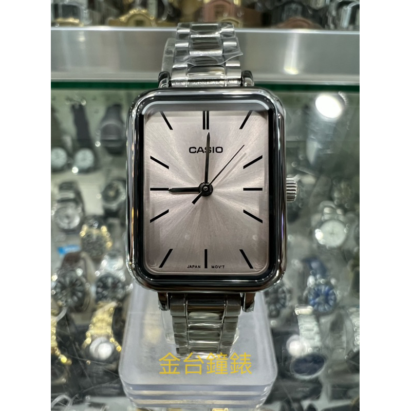 【金台鐘錶】CASIO 卡西歐 簡潔(長方形)(女錶) (哈韓) 必備的基本錶款(銀x淡粉面) LTP-V009D-4E