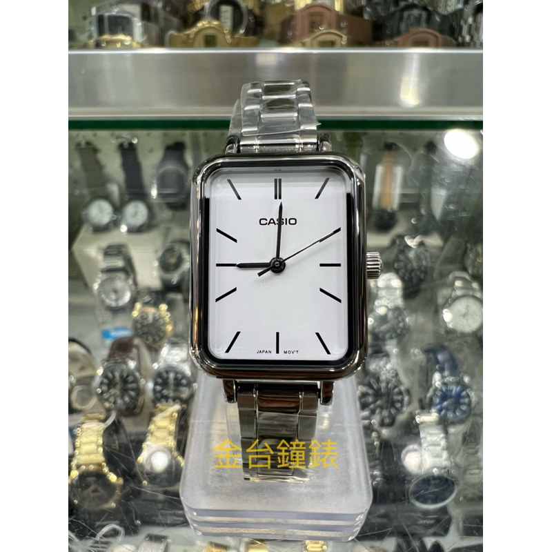 【金台鐘錶】CASIO 卡西歐 簡潔(長方形)(女錶) (哈韓) 必備的基本錶款(銀x白面) LTP-V009D-7E
