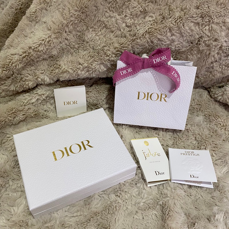 Dior迪奧燙金紙袋 紙盒 試管香水 適用包 精品紙袋 禮物袋 精萃再生玫瑰微導精露J'ADORE頂級金緻香精