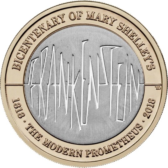 2018 英國 弗蘭肯斯坦 (科學怪人) 出版200周年 2英鎊流通紀念幣 官方卡幣