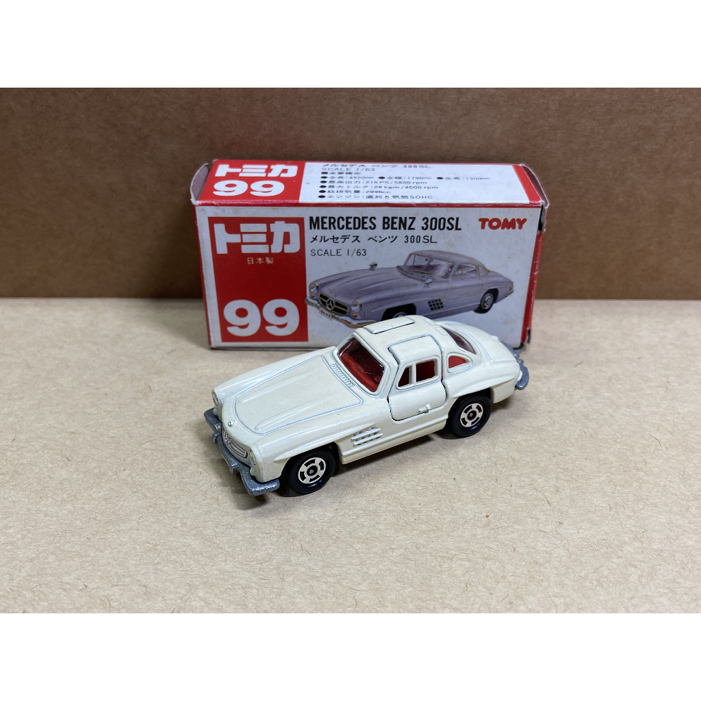 Tomica 日本製 no.99 MERCEDES BENZ 300SL 賓士 白色 鷗翼 跑車 紅標 絕版