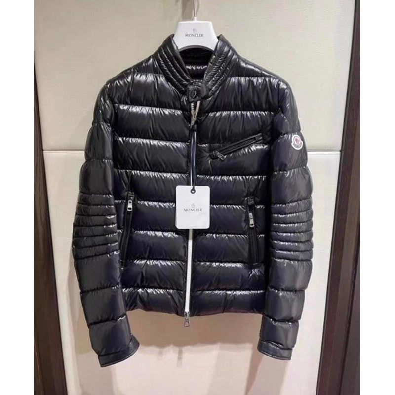 全新正品法國頂級 moncler BERRIAT 亮黑鵝絨 騎士外套 重機夾克 LOGO 背心 外套