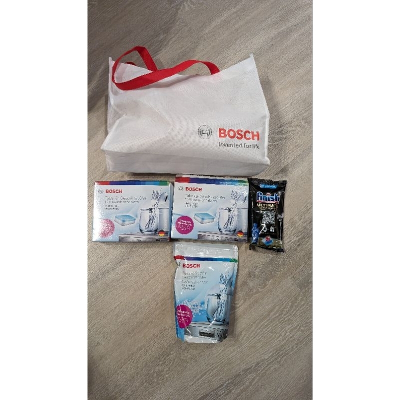 BOSCH 博世 洗碗機贈品 軟化鹽1kg 洗碗錠30顆兩盒  高腳杯架(00791039