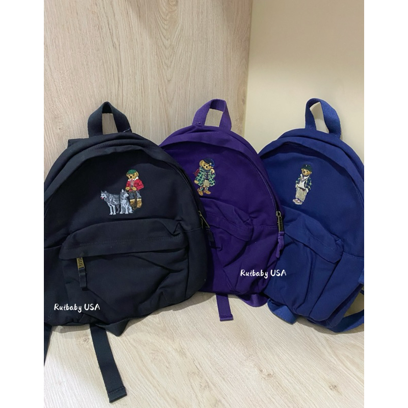 免運✨台灣現貨✨美國🇺🇸Polo Ralph Lauren專櫃POLO刺繡 熊熊 帆布 女款 後背包 雙肩包 女熊 青年