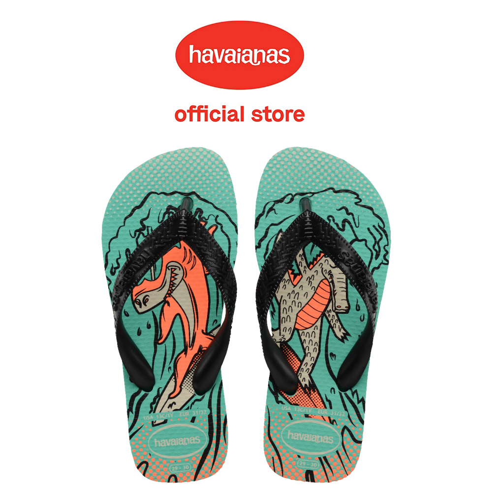 Havaianas 哈瓦仕 拖鞋 童鞋 夾腳拖 搞怪 怪獸 湖水綠 Kids Top Fun 4148974-7444K