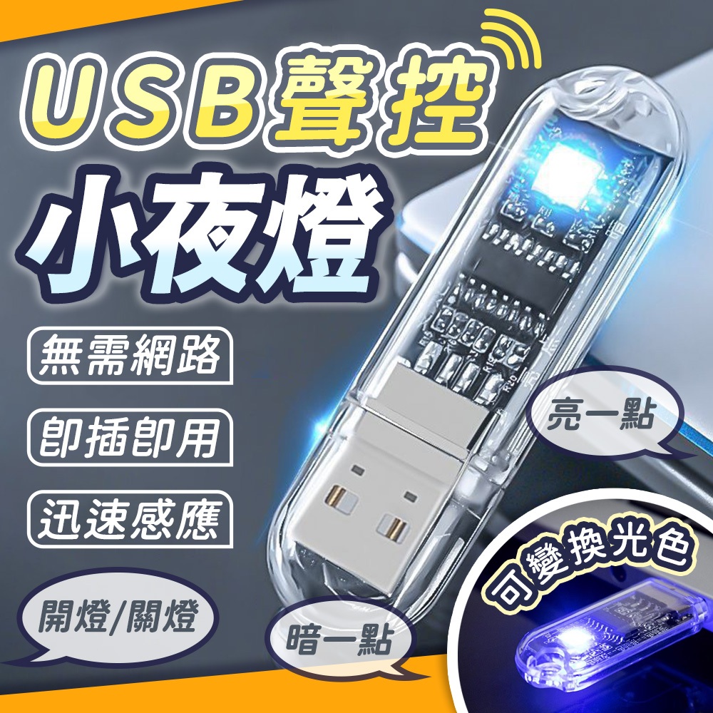 USB聲控AI語音燈 語音燈 USB小夜燈 語音控制燈 迷你小夜燈 七彩氛圍燈 床頭燈 感應燈 USB燈