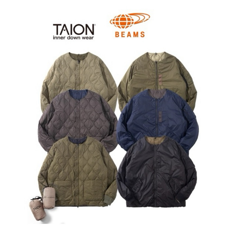 日本聯名TAION x BEAMS日系雙面穿可收納 輕量 羽絨外套 夾克 男女冬季保暖羽絨內膽夾克