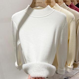 衣時尚 上衣 針織衫 毛線衣 保暖 新款一體水貂絨毛衣內搭加厚半高領加絨打底衫MA133-3521.