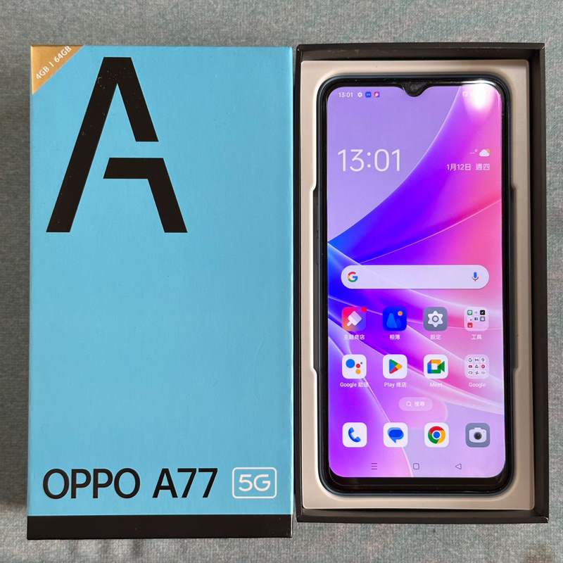 OPPO A77 5G 64G 藍 功能正常 二手 6.5吋 歐珀 雙卡雙待 指紋 臉部辨識 台中