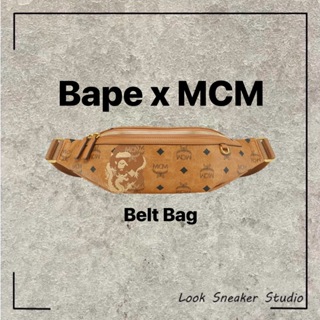 路克 Look👀 BAPE x MCM BELT BAG 卡其黃 肩背包 斜背包 限量 聯名