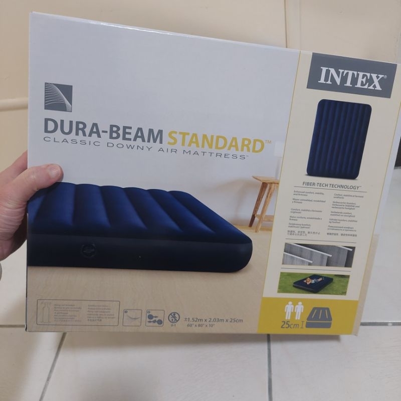 二手極新 INTEX 露營充氣床墊(雙人152*203*25) 露營用品 睡墊 外宿 充氣床 打氣機 充氣泵浦