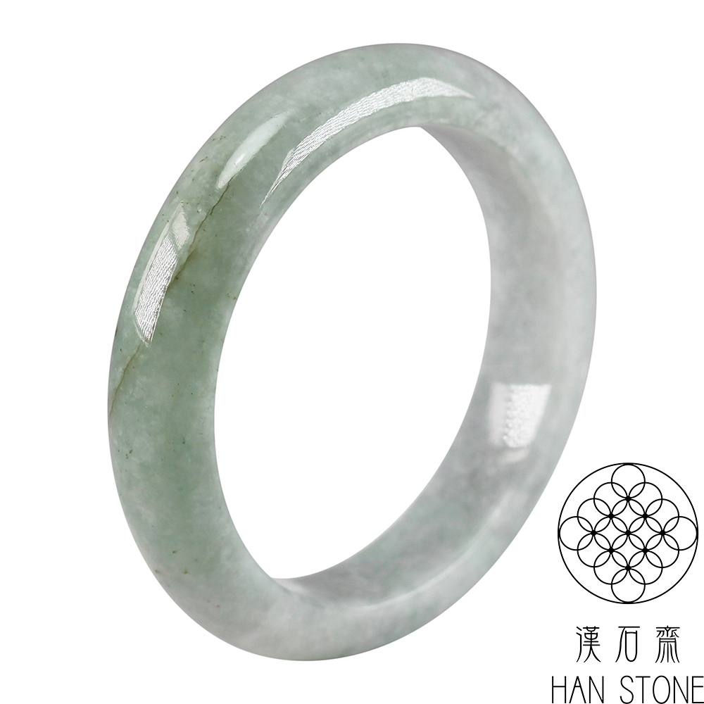 【漢石齋】天然翡翠A貨 手鐲玉鐲 細糯種飄花(手圍18.6/版寬14mm)