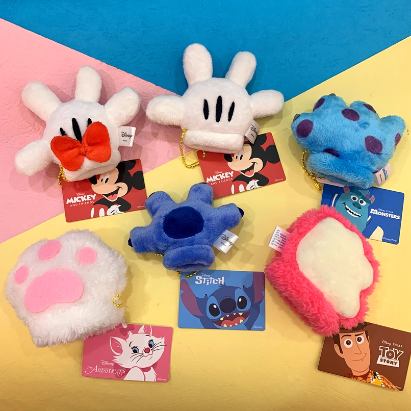 TS SHOP 迪士尼手套造型娃娃吊飾3吋 絨毛娃娃 鑰匙圈 吊飾 玩偶 迪士尼 手套娃娃 鑰匙圈 史迪奇 瑪麗貓 熊抱