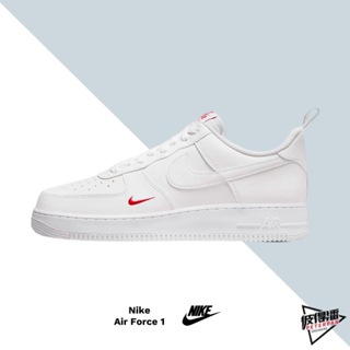 NIKE AIR FORCE 1 白紅 小勾 皮革 空軍一號 男 休閒鞋 FZ7187-100【彼得潘】