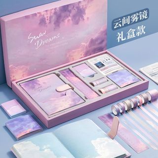 【臺灣現貨】文青手帳禮盒 天空手帳 雲朵手帳 手帳套組 手帳素材 手帳初學 手帳禮包 ins爆款 筆記本 紙膠帶 少女心