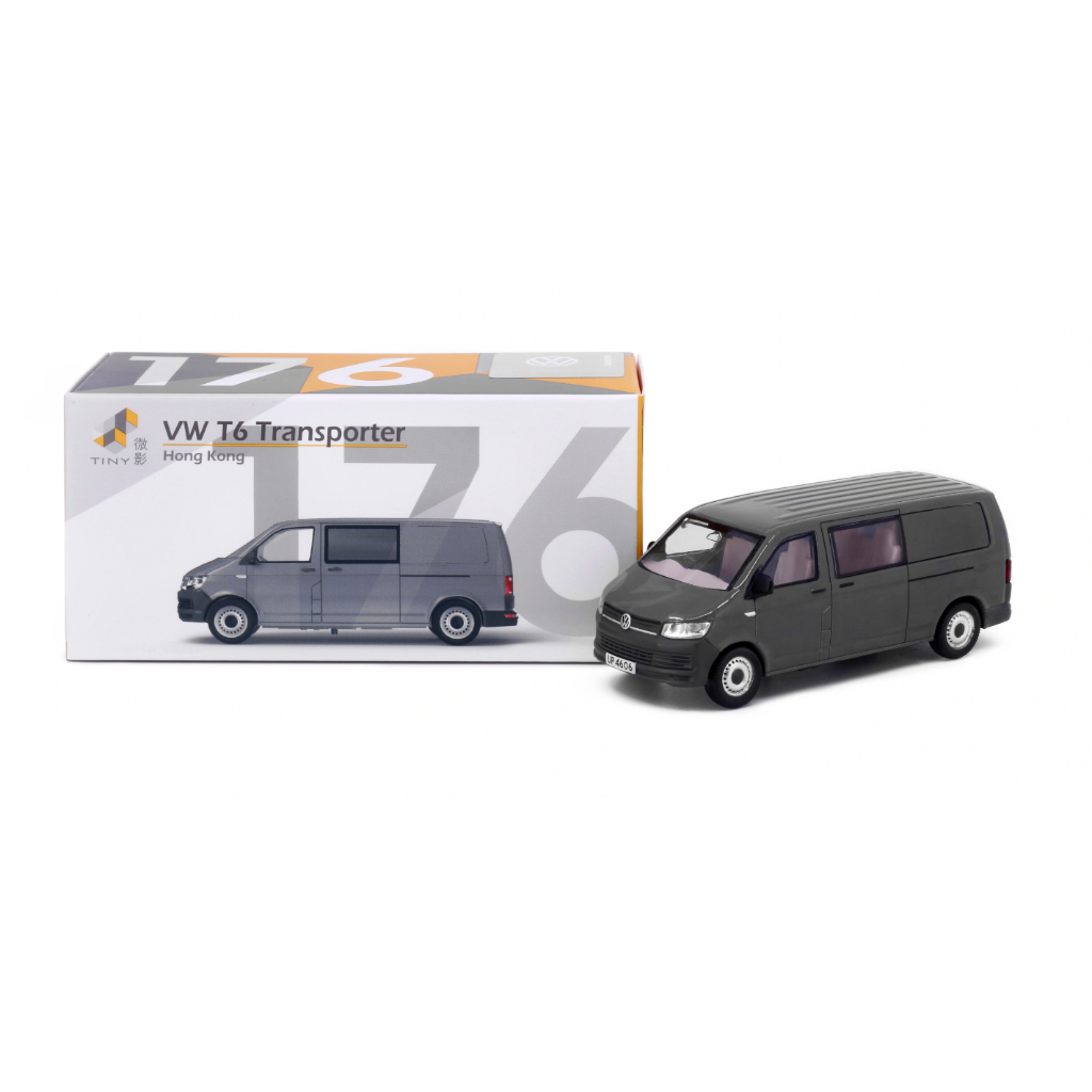 [全新] 微影 Tiny #176 福斯 VW T6 Transporter 灰色 合金模型車 香港 可開式車門