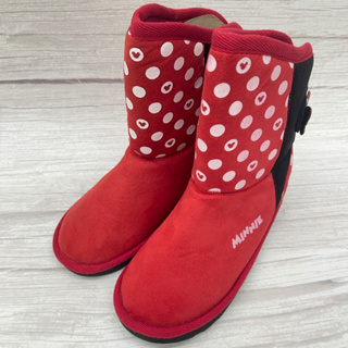 ［出清品］《布布童鞋》Disney迪士尼90週年限定款米妮紅色後扣式保暖雪靴(21公分)
