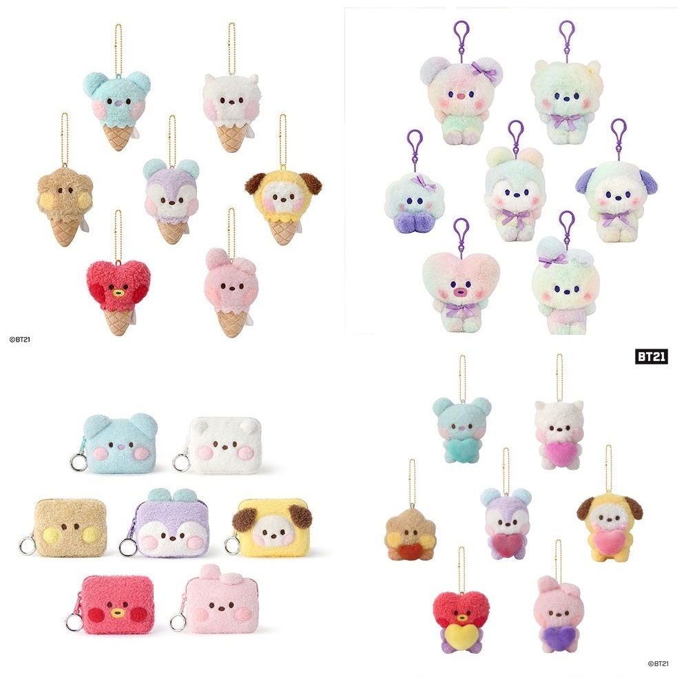 韓國BT21 minini 彩虹 冰淇淋 愛心 零錢包 玩偶 娃 吊飾 包掛 鑰匙圈 掛飾 monopoly 代購