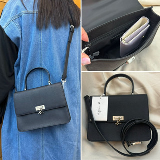 全新 agnes b 牛皮 黑色 小款 手提包 肩揹包 斜揹包 側揹包 小包 防刮 正品 女用 包包 日本限定 三用包