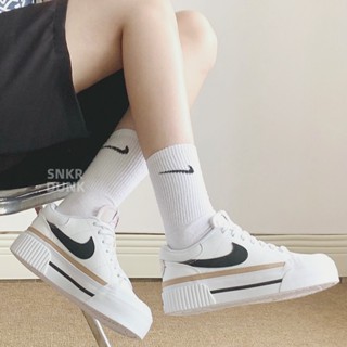 SNKRDUNK -免運 Nike Court Legacy Lift 厚底 黑棕 底筒 板鞋 DM7590-100