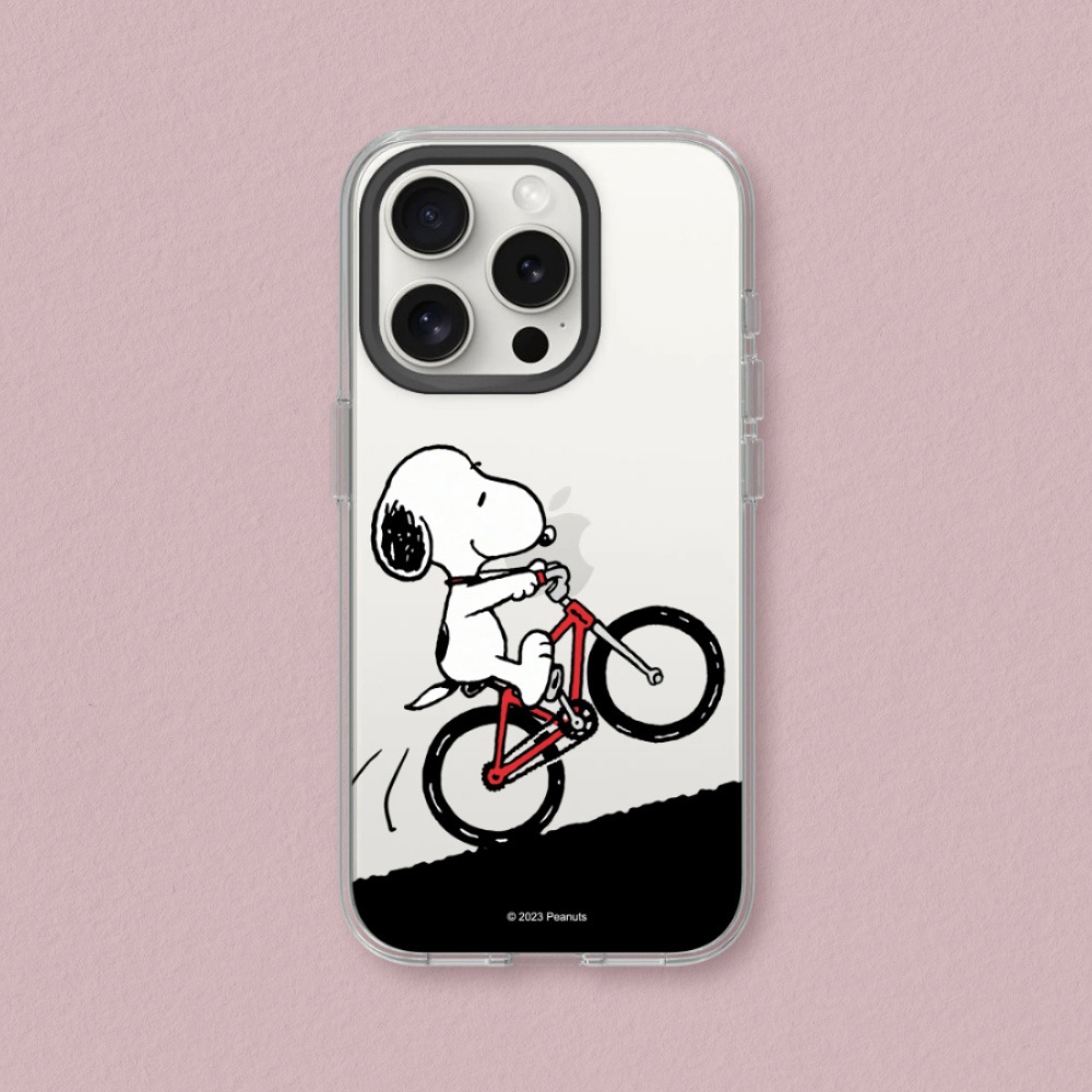 犀牛盾 適用iPhone Clear透明防摔手機殼∣Snoopy史努比/騎腳踏車