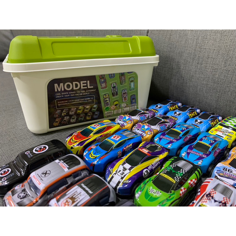 【MODEL】合金迴力車套組 迷你賽車模型 36台🚗玩具賽車 珍藏版收納桶【二手】