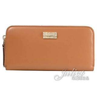 【茱麗葉精品】TODS 金屬LOGO滑面牛皮拉鍊長夾.棕色 現貨在台