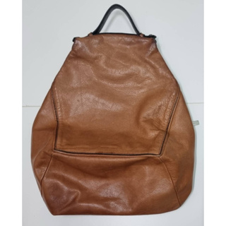 二手Rabeanco Alps Leather Backpack深駝色 後背包 時尚系列 牛皮菱格