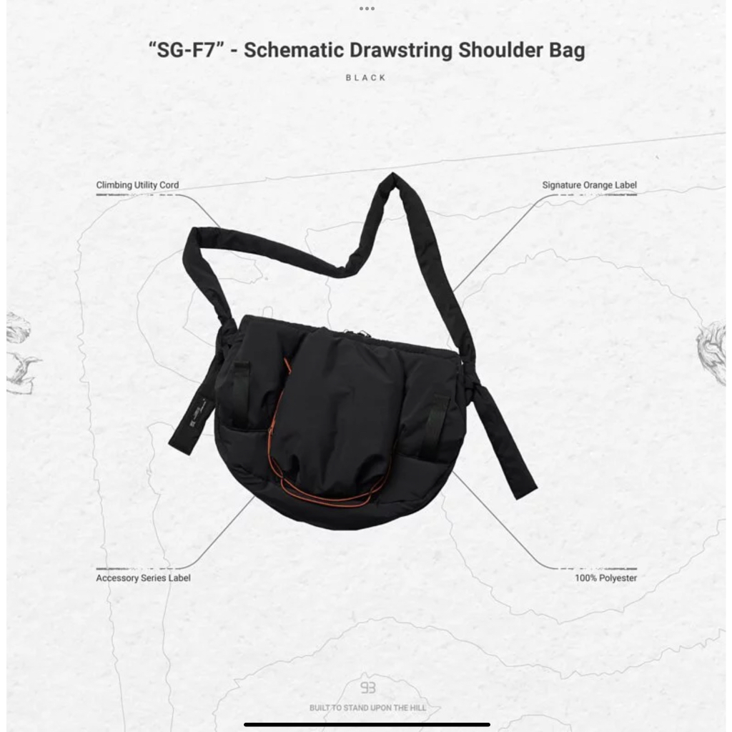 ❌SG-F7” - Schematic Drawstring Shoulder Bag（黑色）