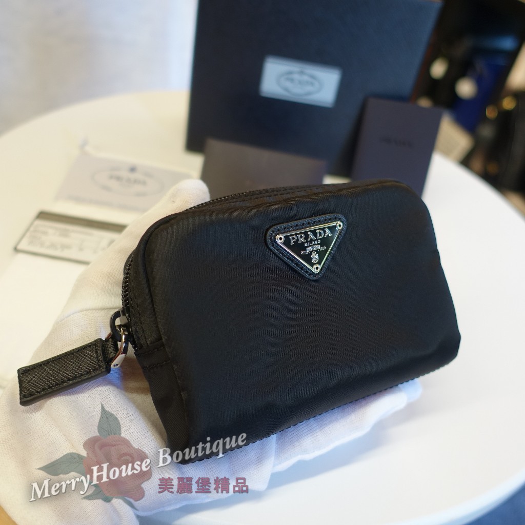 美麗堡精品 PRADA OUTLET MV339 尼龍 鑰匙包 / 小收納包 /化妝包 -黑色（全新真品）