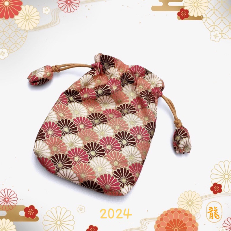 小荳苗/日本和風系列/菊舞/錦囊束口香包（可作印章收納）2024最新品#手工拼布包