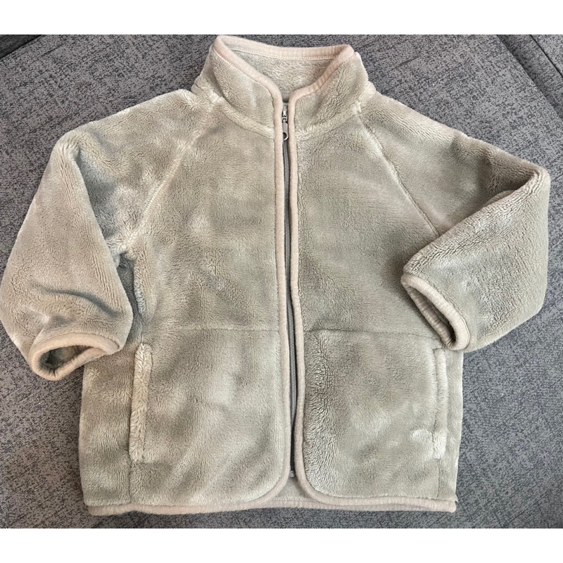 [二手］無印良品 MUJI 兒童聚酯纖維 保暖外套 灰 80