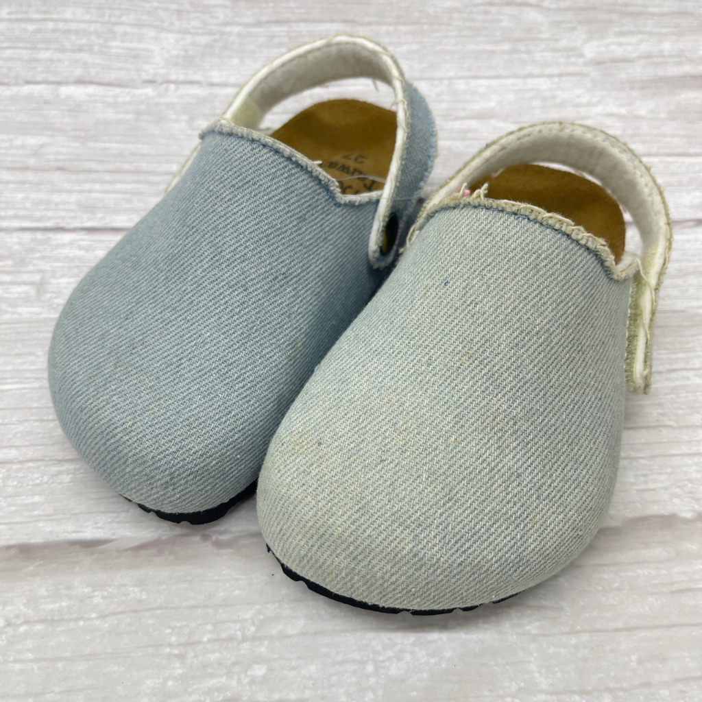 ［出清品］《布布童鞋》台灣製素面淺牛仔藍兒童歐風氣墊護趾拖鞋