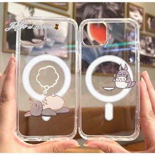 宮崎駿龍貓 磁吸iphone 11 12 13 14 15 16promax 手機殼 卡通 x xs 透明防摔簡約保護殼