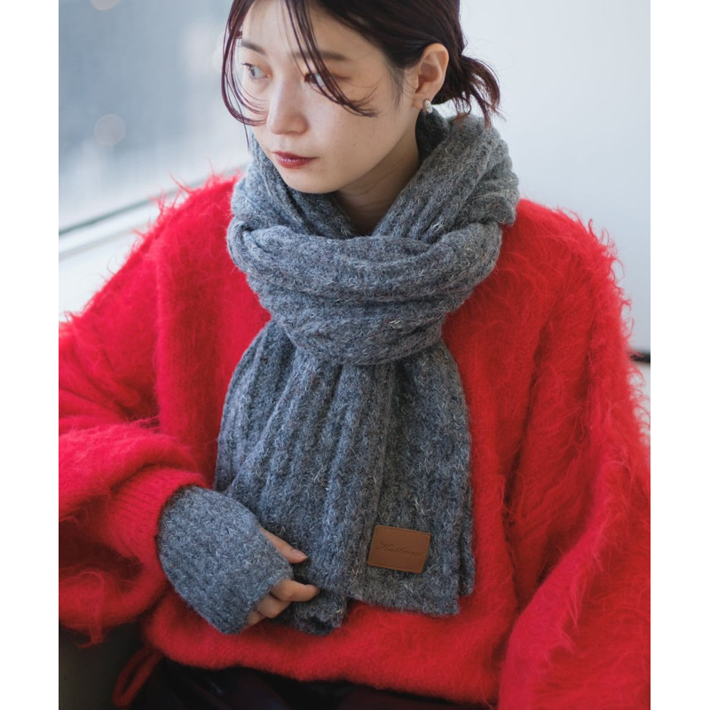 🌷【現貨】｜Kastane 量少✨皮標設計冬季暖暖圍巾袖套SET_日單