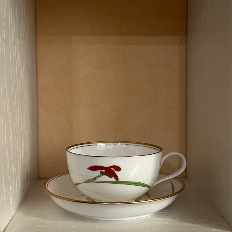 日本香蘭社蘭花草咖啡杯（1杯1盤）