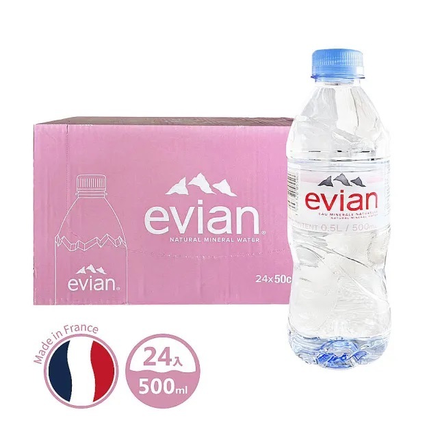 (99免運費)法國evian依雲天然礦泉水500ml*12入半箱