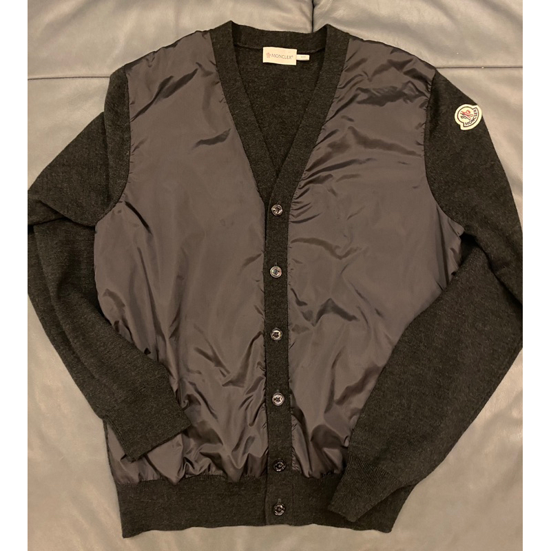 正品 Moncler 灰黑色 雙材質 外套 夾克 size M
